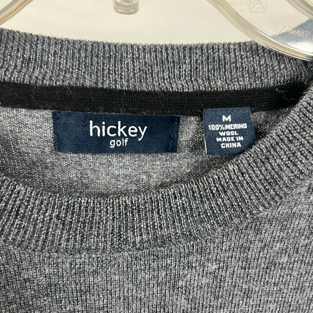 Hickey Golf Men's 100% Merino Wool Gray Pullover Crew Neck Sweater- Size‎ Medium - Picture 3 of 5
